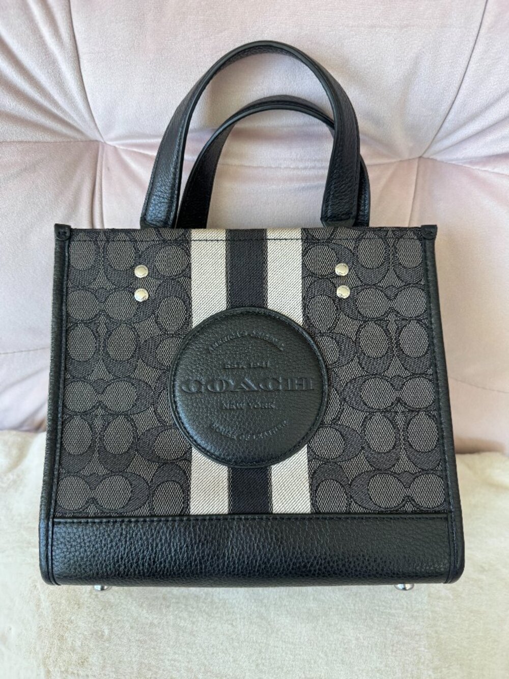 Coach Dempsey Signature Jacquard Stripe Mini Tote Bag C8417